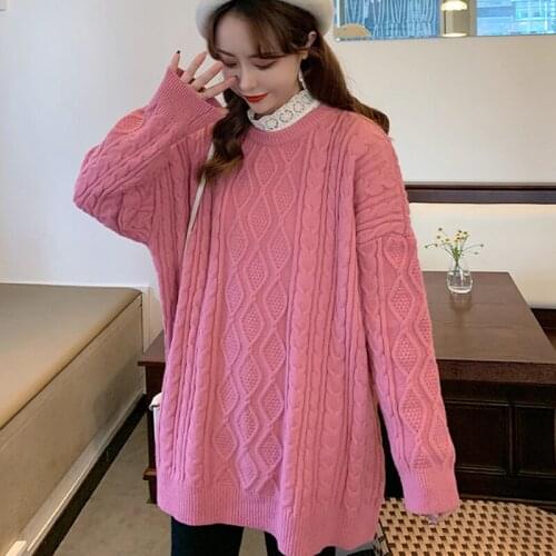 Oversize Winter Womens Sweater 2020 Korean Fashion O-neck Knitted Bottoming Shirt Warm Chic Girls Tops