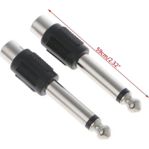 10 Pcs RCA Female Jack To 6.35mm 1/4" Male Mono Plug Adapter Connector