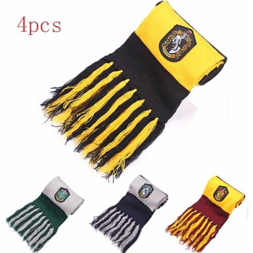 4PC Child&adult Potter Necklace Hermione Boy Girl School Scarf Tie Cosplay Kids Women Men Halloween New Year Gift Hot Sale