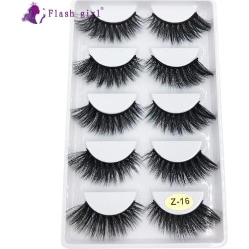 Flash Girl Makeup Natural Slender Handmade Eyelash 3D Mink Eyelashes 5 Pairs Colorful Eyelash Extension