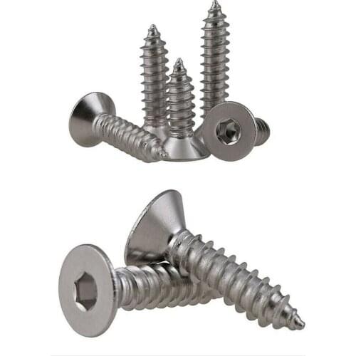5pcs M5M6 304 stainless steel flat countersunk head hexagon socket tapping screws