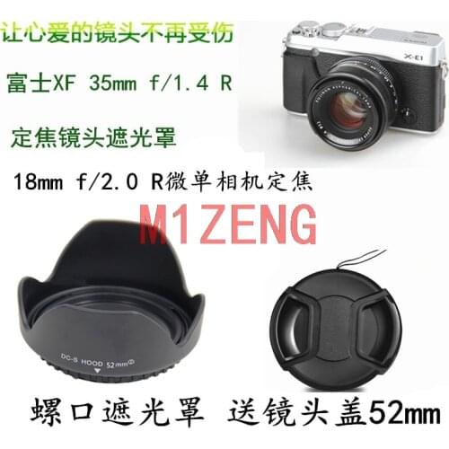 52mm Screw mount Lens Hood with Cap for fujifilm XF 35mm F1.4 R 18mm f/2.0 R camera lens