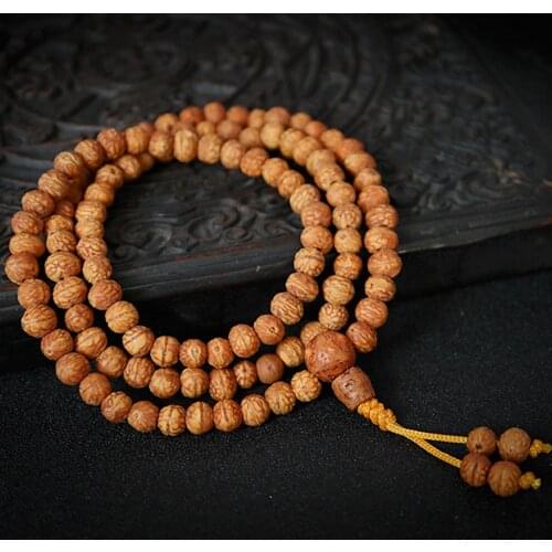 7mm Tibetan Buddhism 108 Small Phoenix eyes Bodhi seeds Mala Necklace