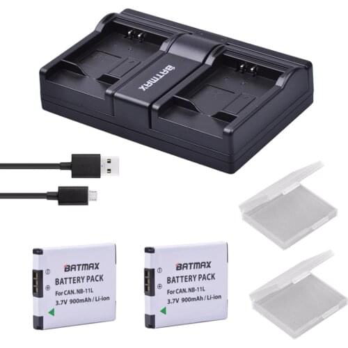 2Pcs NB-11L NB 11L NB11L Camera Battery&Dual USB Charger for Canon A2600 A3500 A4000IS IXUS 125 132 140 240 245 265 155 HS