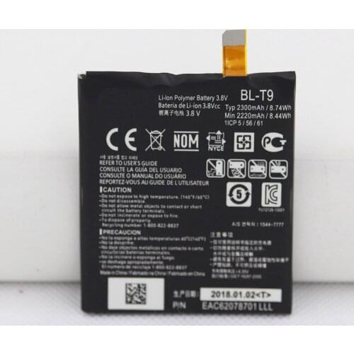 5pcs/lot Battery BL-T9 For LG Nexus 5 E980 G D820 D821 BL T9 BLT9 2300mAh Capacity Replacement Battery