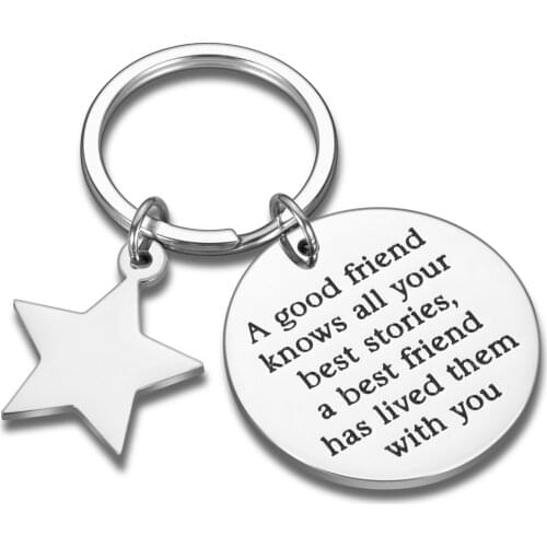Best Friend Keychain Gifts A good friend knows all your best stories a best friend has lived them with you Friendship Gifts BFF