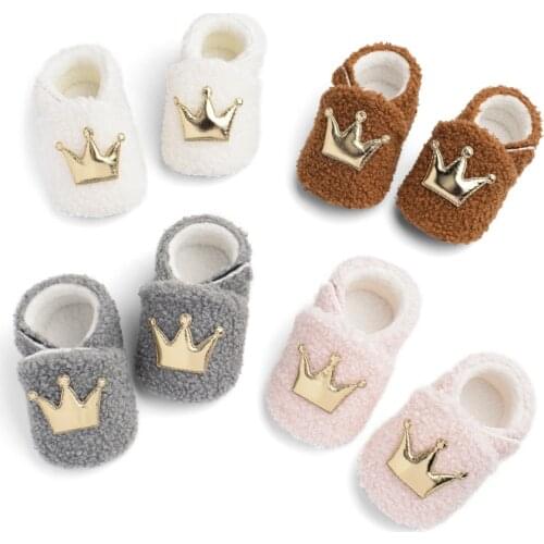 Baby Crown Winter Warm First Walkers Cotton Baby Shoes Cute Infant Baby boys girls shoes soft sole indoor shoes for 0-18M