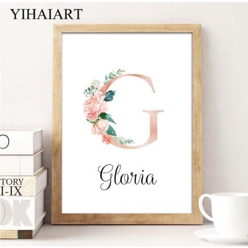 Baby Name Custom Poster Nursery Letter Canvas Print Wall Art Picture Painting Kids Girl Bedroom Decoration Personalized Gift