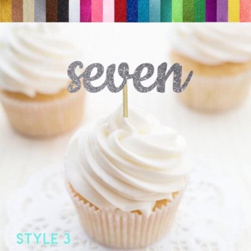 Customised Number 7 glitter Cupcake Toppers, Custom Seven Food Picks,7th Birthday Decorations,7th Anniversary Party Decorations