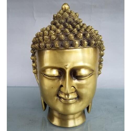 China brass Sakyamuni Buddha head crafts statue