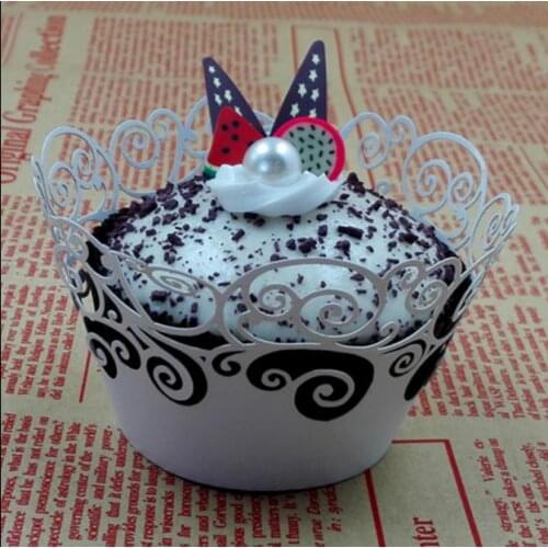 Pretty Carved Flower Laser Cut Vine Cupcake Wrappers Beautiful Cup Cake Topper for Reception Banquet Bridal Shower