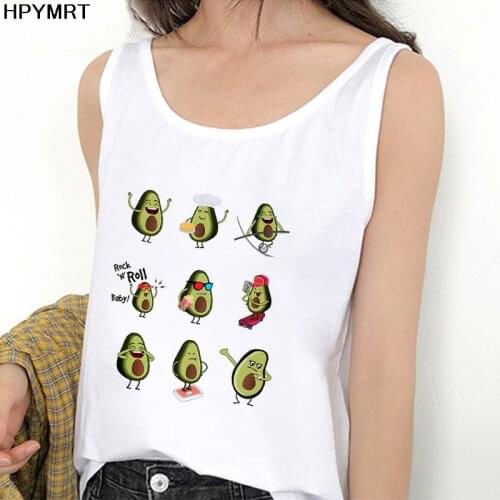 Summer Fun Avocado Printed Harajuku Camisole Vest Sexy Tank Tops Women Tshirt Streetwear Casual Sleeveless Plus Size Female Top