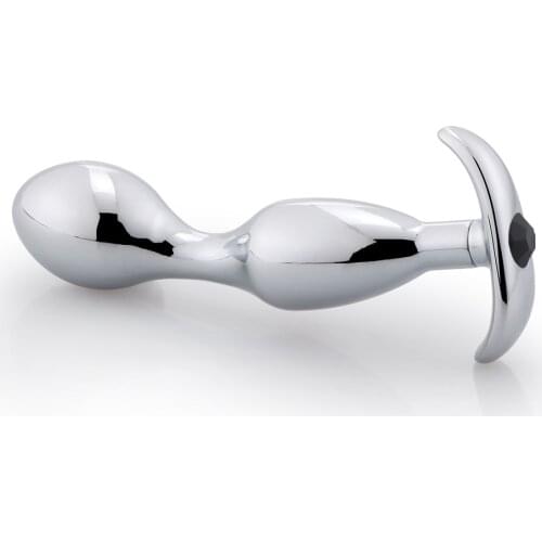 Metal anal plug Curved base anal beads dilator butt plug simulation long anal dildo ass masturbation g spot gay sex toys