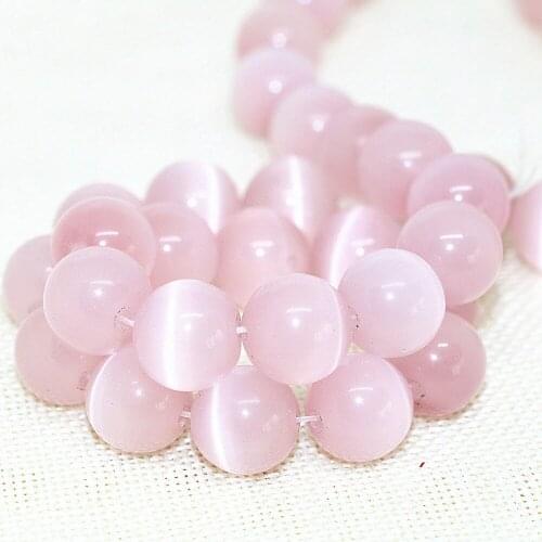 Fashion bright pink cat eyes Mexican opal 4,6,8,10,12mm lovely round beads girl gift beauty jewelry making 14inch B1576