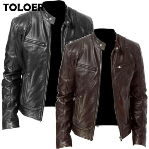 Men Faux Leather Jacket Motorcycle Size 5XL Mens Vintage Jackets Black Jaqueta de Couro Masculina Outwear Male PU Leather Coats