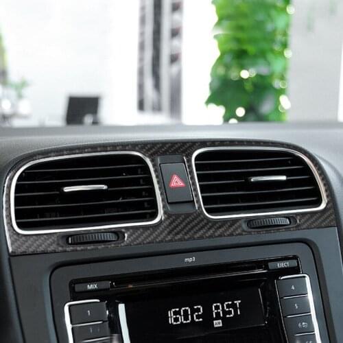 Car Carbon Fiber Center Control Air Condition Air Outlet Vent Cover Sticker Trim For VW Golf 6 MK6 2010 2011 2012 2013