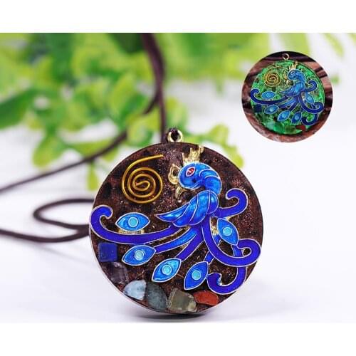 Luminous Necklace Phoenix Rising Orgone Pendant - Bird Of New Beginnings Orgonite Spiritual Crystal Energy Necklace