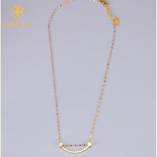 FINE4U N728 Stainless Steel Smile Pendant Necklace Tube Bar Necklace for Best Friend Relationship Jewelry