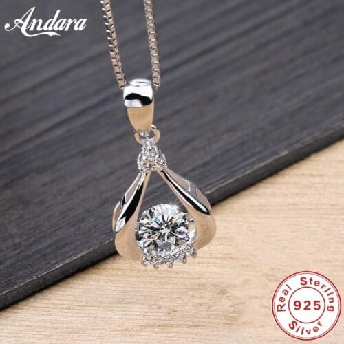 100% Silver 925 Jewelry Necklace Snowflake Zircon Pendant WomenS Necklace Chain Length 45cm