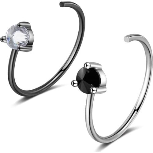 Charms 925 Sterling Silver Clear Black White CZ Circle Round Finger Rings for Women Jewelry Party Birthday Gift Girls Femme Anel