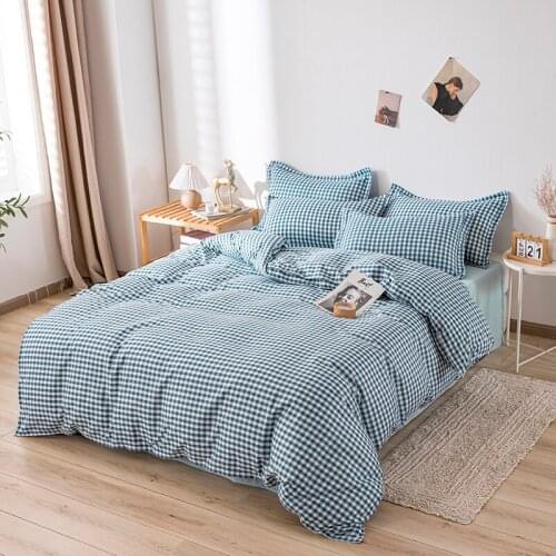 Nordic Bedding Set Lattice Printed Bed Linen Sheet Duvet Cover Single Double Queen King Quilt Covers Sets Bedclothes Simplicity