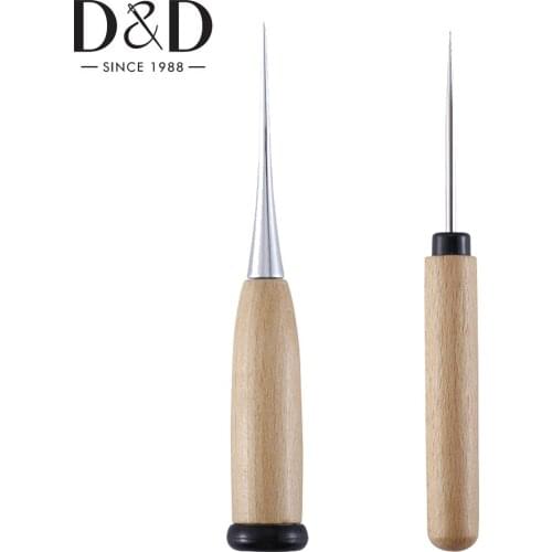 Wooden Handle Stitching Sewing Awl Leather Hole Punch Awl Leather Repair Tools DIY Leather Craft Sewing Accessories