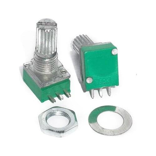 RK097N 3Pin dual potentiometer B50K B10K with switch audio power amplifier sealing potentiometer Handle Length 15MM 5K 10K 20K