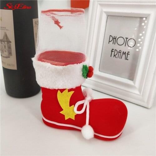 Christmas Candy Boots Red Boots Flocking Boots Creative Socks Gift Boxes Christmas Decorations 1pcs 5ZHH101