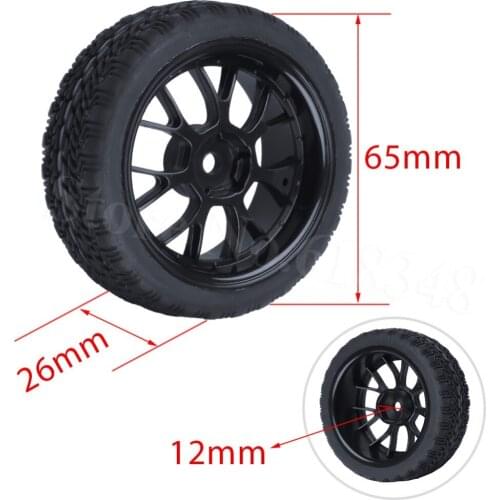 4x RC Car Tires & Wheels Assembly Hex 12mm With Foam Insert 1/10th On Road Model Car Parts