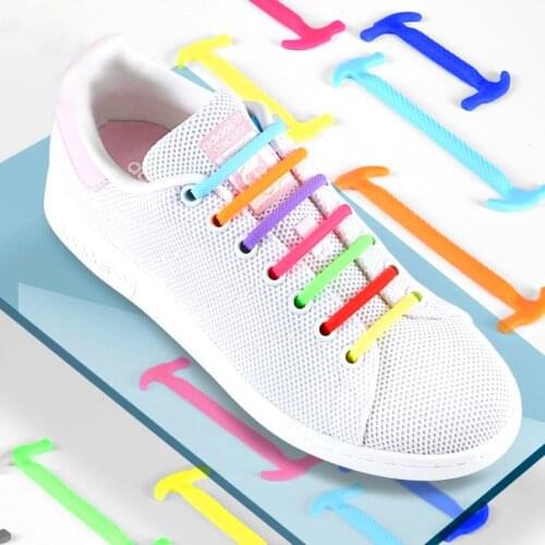 16pcs/lot Silicone Elastic Shoelaces No Tie Shoelace Kids Adult Unisex Shoe laces Sneakers Laces Rubber Zapatillas 13 Colors