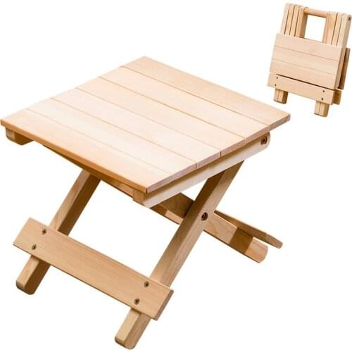 Folding Stool Free Installation Wooden Stable Chair Portable Small Bench for Courtyard Home