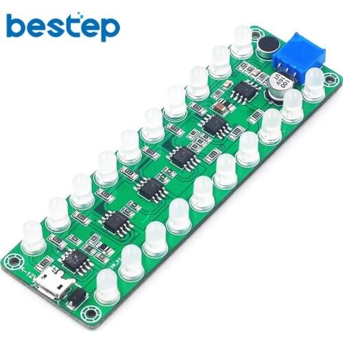 Voice-activated Power Amplifier Spectrum Audio Level Meter LED Indicator Flash Melody Light Audio Companion 3 Color Mixed Light