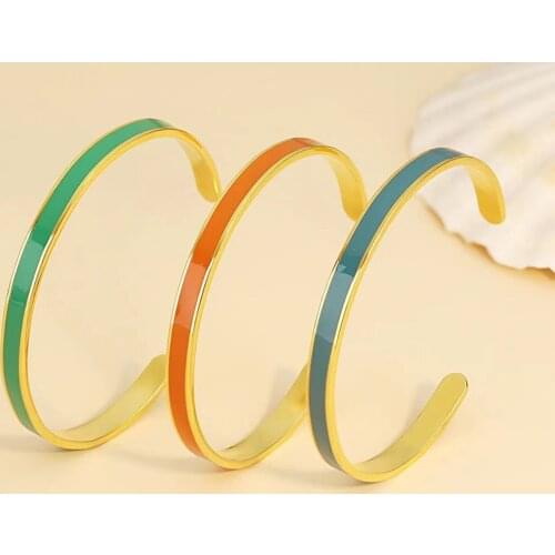 Yoiumit 2021 New Stainless Steel Dripping Open Bracelet Womens Fashion Spring Jewelry Bracelets