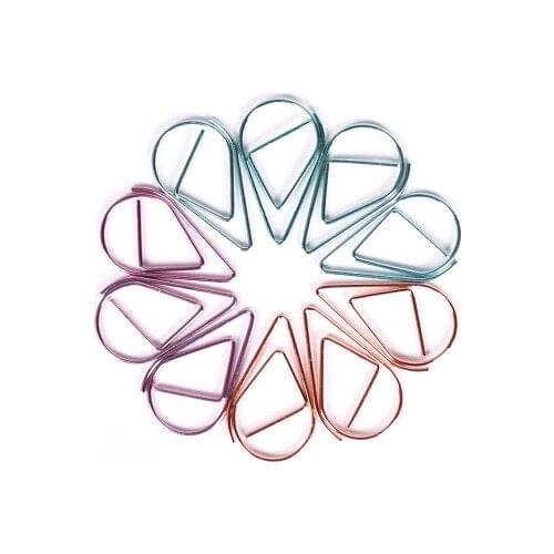 50pcs 25*15MMwater drop simple metal bookmark paper clip school office supplies hand account accessories stainless steel