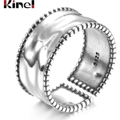 Kinel Genuine 100% Fashion 925 Sterling Silver Ring Irregular Adjustable Finger Rings Party Wedding for Women Jewelry Making