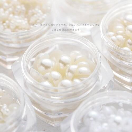 1Box White Beige Pearls Matte Mixed Size Pearl Nails Art Parts for Nail UV Gel Polish Decoration of Nail Accessories