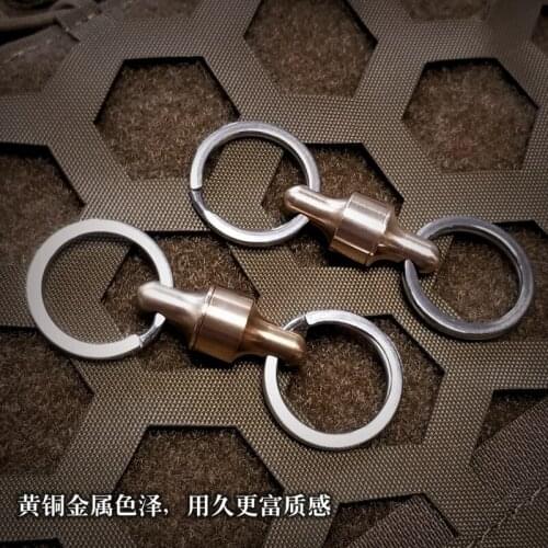 1Piece Titanium/Red Copper/Brass Removable Keyring Quick Release Keychain Dual Detachable Key Ring Pull-Apart Key Rings
