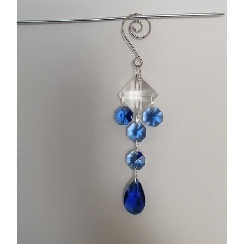 Camal 1pcs 14.5cm Blue Crystal Pendant Prism Garland Hanging Chain for Chandelier Lamp Lighting Part Suncatcher Wedding Party