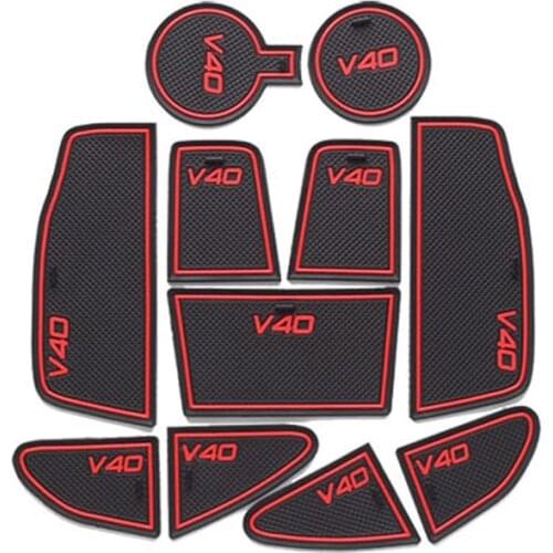 10pc For VOLVO V40 2013 2014 2015 2016 2017 2018 Accessories Rubber Door Mat Interior Anti-Slip Cup Pad Gate Slot Pad Decoration