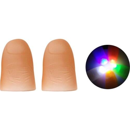 2Pcs Magic LED Battery Powered Thumbs Fingers Light Trick Prop Party Makers Red Light Up Thumb Tips With Red Magic Thumb Tip