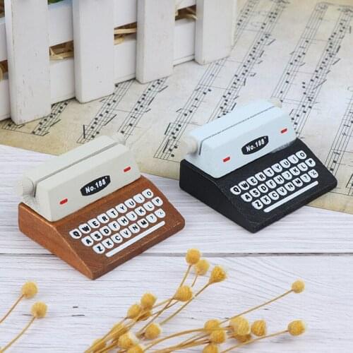 2020 Creative Black Coffee Vintage Wooden Typewriter Photo Card Desk Messege Memo Holder Stand Card Holder
