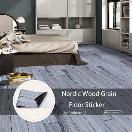 20x300cm Vintage Gray Grain Wood Floor Sticker Adhesive Waterproof Home Sticker Kitchen Bathroom Wall Sticker Easy to Paste Peel