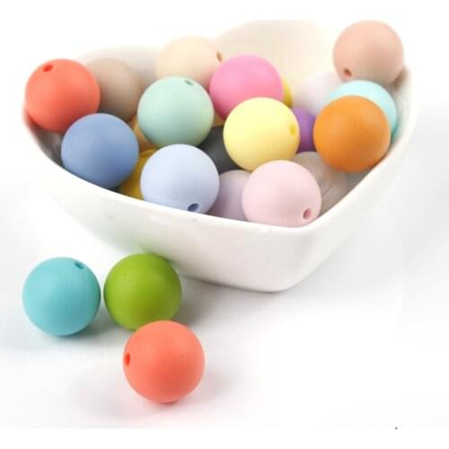 25pcs 12mm Round Silicone Baby Teething Beads Bpa Free Chewable Infant Teether Neckalace Pendant Accessories Pacifier Chain DIY