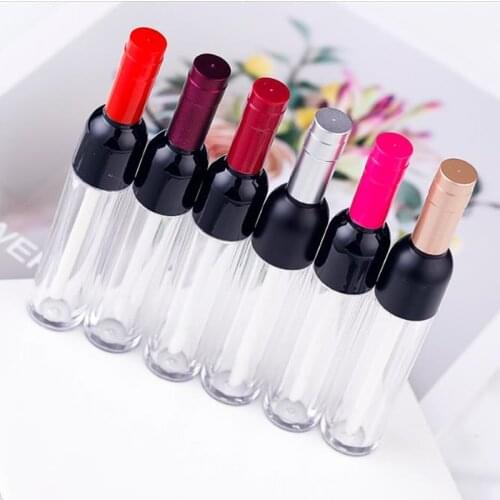 5-7ml Empty Wine Shaped Lip Gloss Tube Lipstick Tubes Silver/Gold /Red/Pink Reffilable Bottle Cosmetic Packaging Container