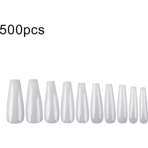 500Pcs Ballerina Long False Nail Tips Fingernail DIY Home Salon Manicure Decor Nail Art Decor Ballerina Blank Fake Nail Tips