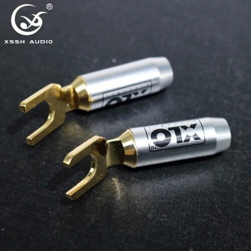 8/16pcs XSSH YIVO XLO HIFI Brass copper plated gold 10mm Male Audio Plug Speaker Power Amplifier Connector Banana U Y Spade Plug