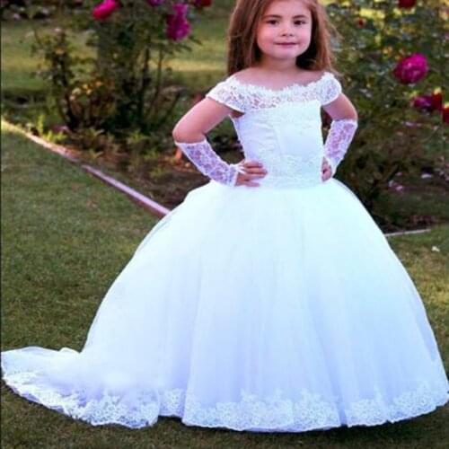 Off Shoulder Ball Gown Flower Girl Dresses First Communion Party