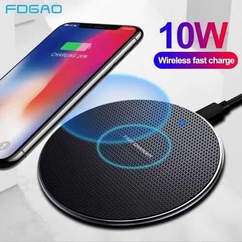 FDGAO 10W Qi Wireless Charger for iPhone 11 Max X XR XS 8 Plus Airpods Pro USB Fast Charging Pad For Samsung S10 S9 S8 Note 10 9