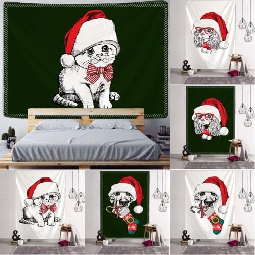 Beautiful Christmas animal fantasy scene tapestry home decoration wall tapestry Bohemian Hippie large size tapestry