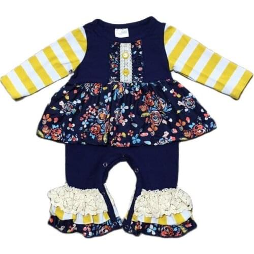 GirlyMax Fall Winter Infant Toddler Floral Clothes Baby Girls Long Sleeve Stripe Romper